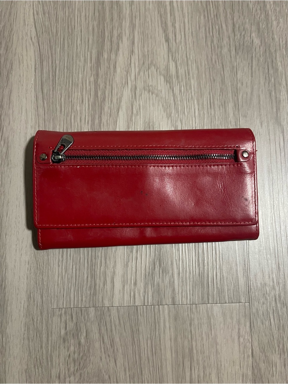 Red Leather Trifold Wallet